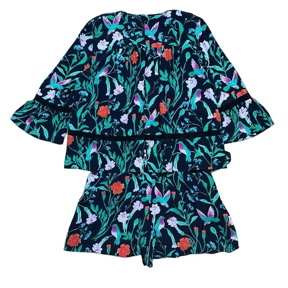 Kate Spade Black Jardin Crepe Quarter Sleeve Floral Romper Womens 00 - Picture 10 of 10